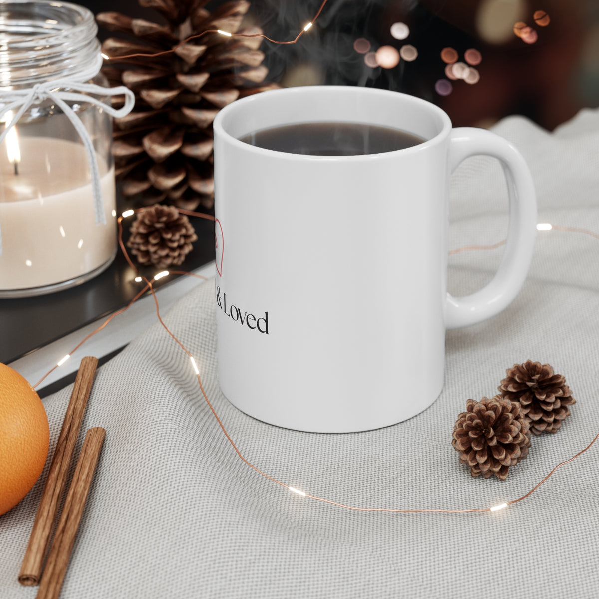 Named & Loved Heart Coffee Mug 11oz - White Ceramic Gift Mug