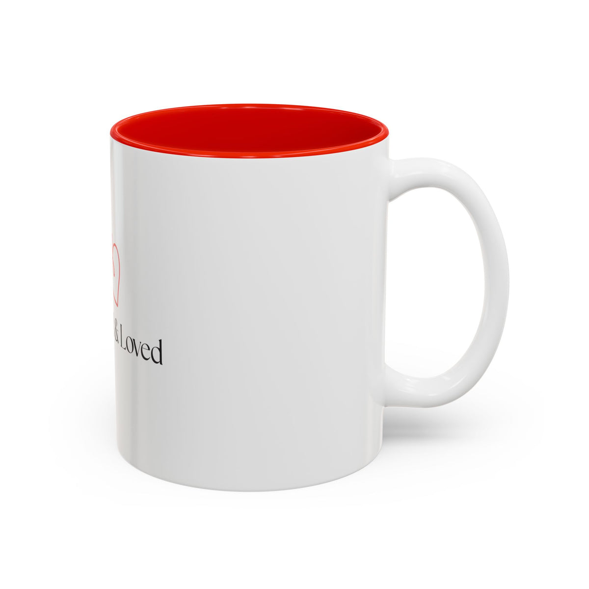 Named & Loved Heart Accent Mug - Two-Tone Coffee Mug 11oz & 15oz, Pink, Red, Maroon, Black