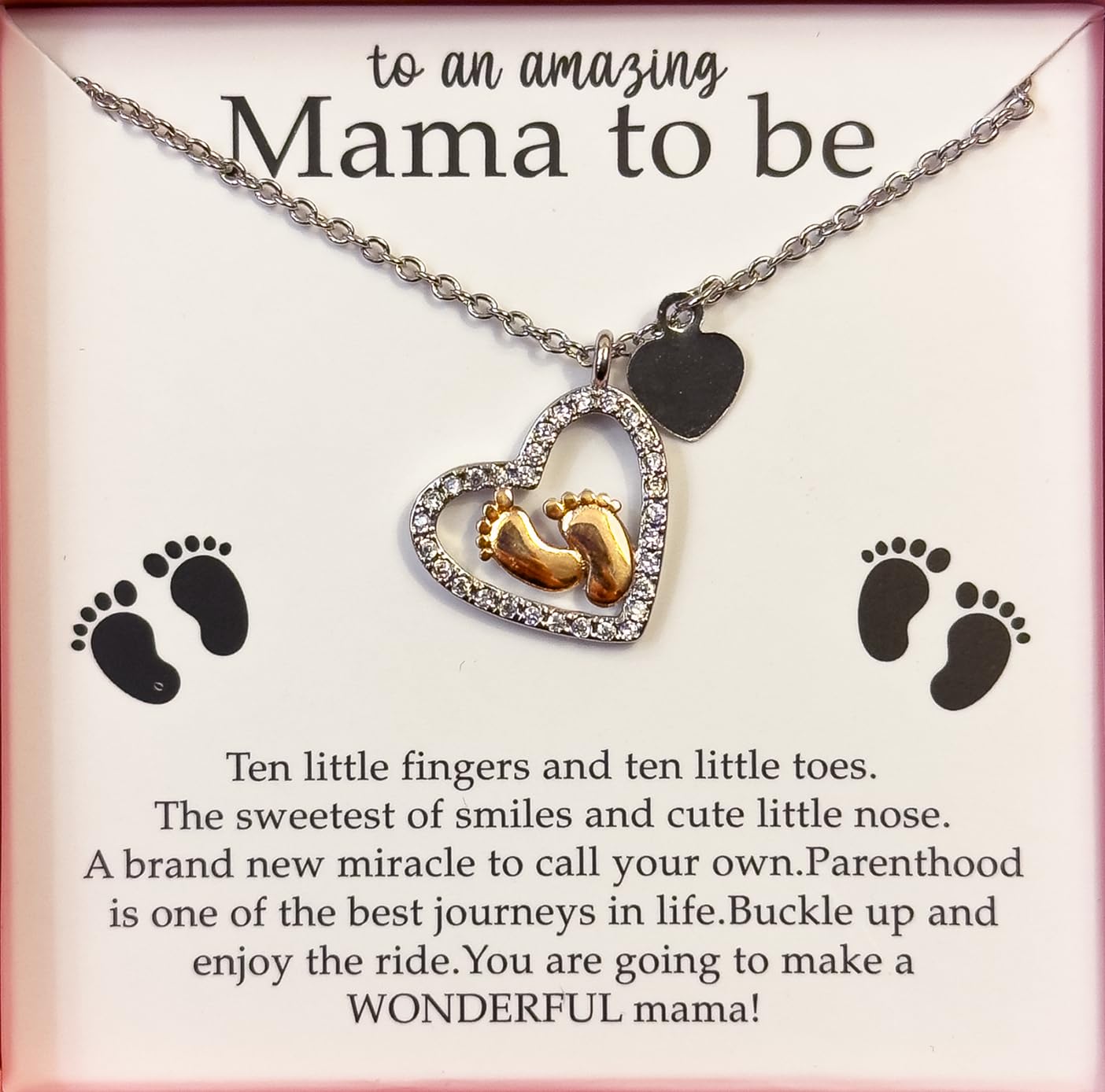 Baby Feet Heart Necklace — New Mom & Baby Shower Gift