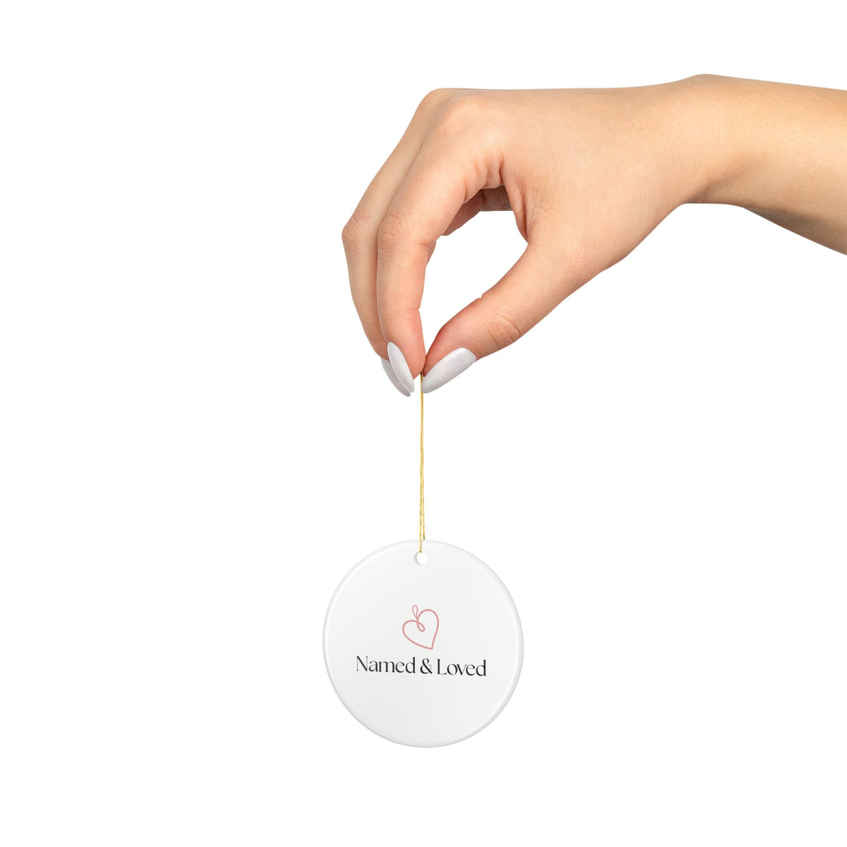 Named & Loved Heart Christmas Ornament - Round Ceramic Keepsake Gift