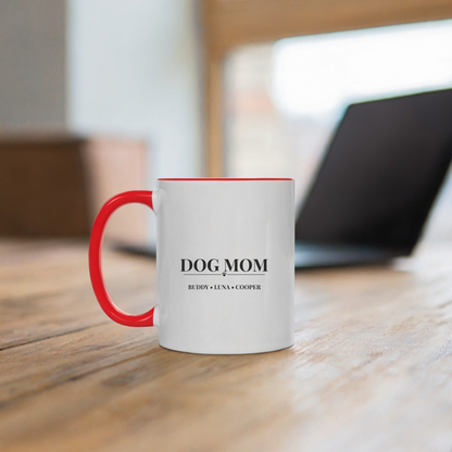 Dog Mom Mug with Dog Names - Personalized Coffee Mug Gift for Dog Lovers