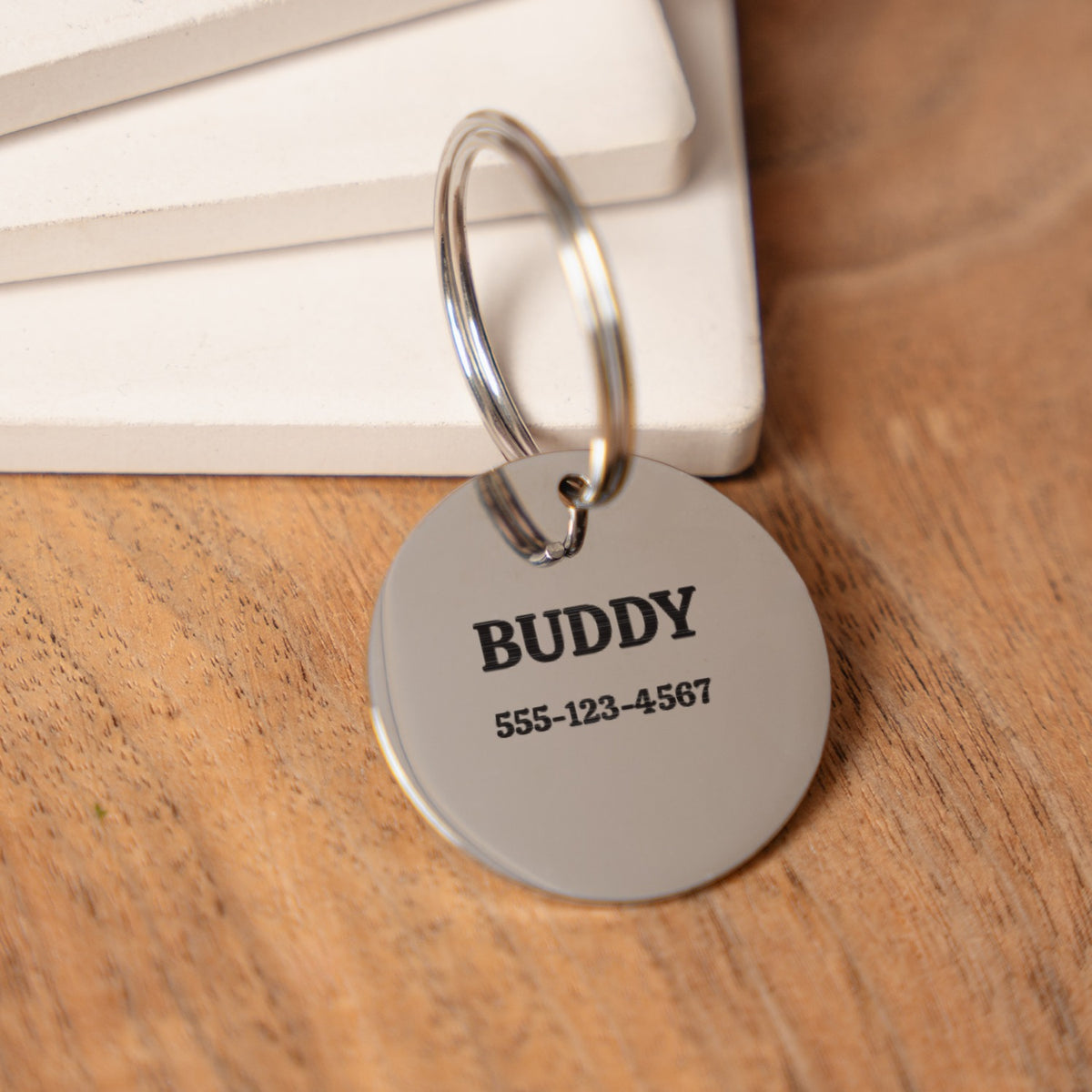 Personalized Pet ID Tag, Custom Engraved Dog Tag with Name and Phone Number, Laser Etched Cat Tag, Gold, Rose Gold or Silver