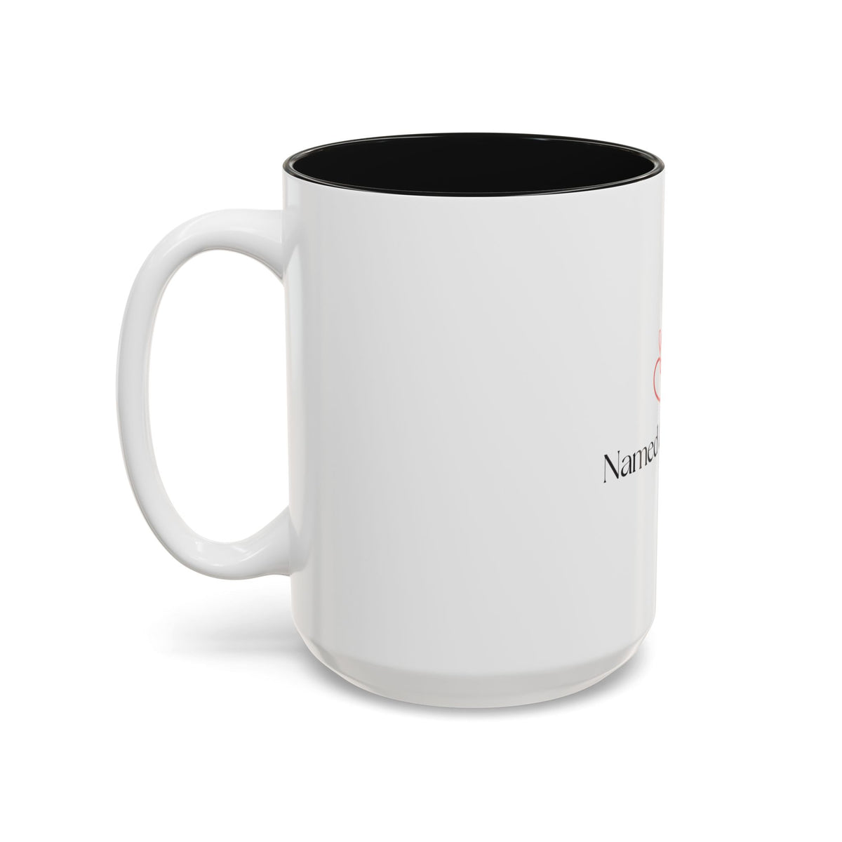 Named & Loved Heart Accent Mug - Two-Tone Coffee Mug 11oz & 15oz, Pink, Red, Maroon, Black