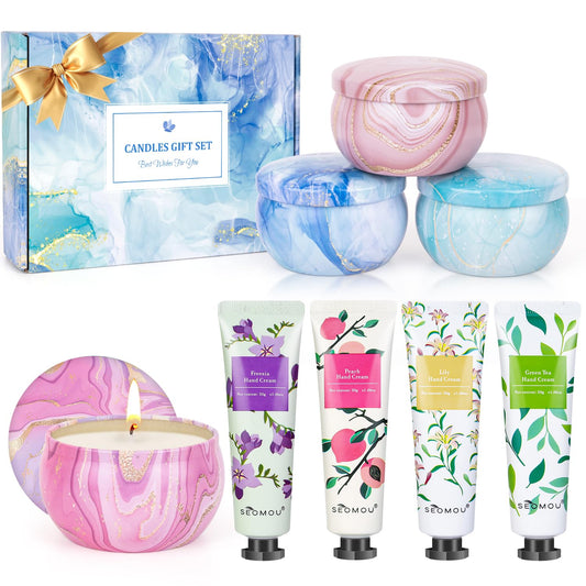 8-Piece Gift Set | Scented Hand Creams & Aromatherapy Candles