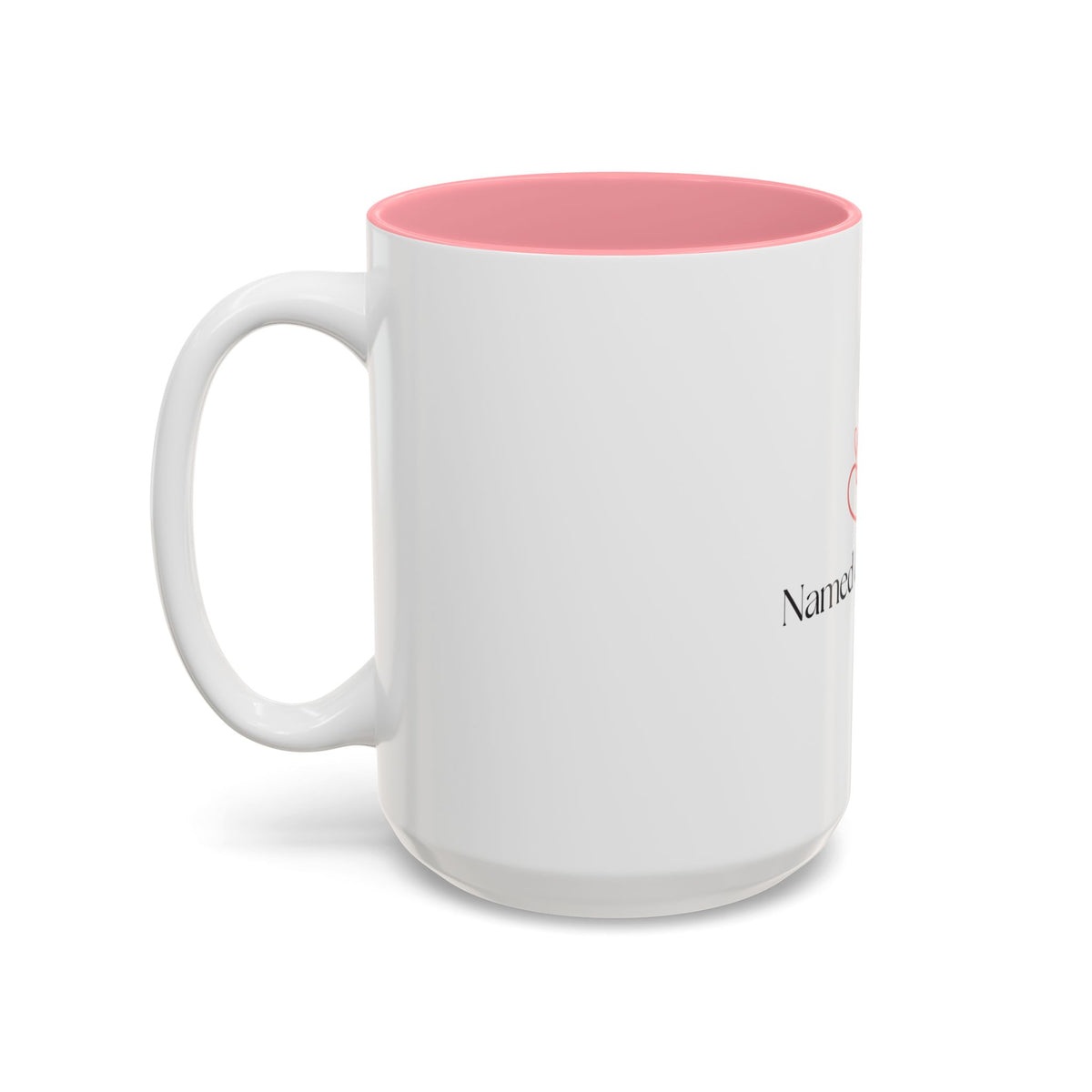 Named & Loved Heart Accent Mug - Two-Tone Coffee Mug 11oz & 15oz, Pink, Red, Maroon, Black