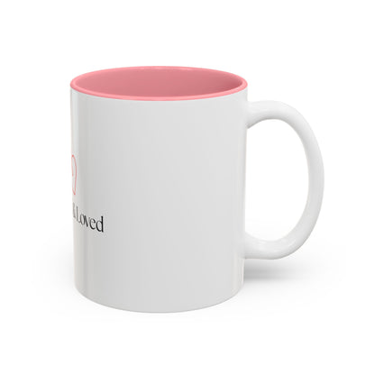 Named & Loved Heart Accent Mug - Two-Tone Coffee Mug 11oz & 15oz, Pink, Red, Maroon, Black