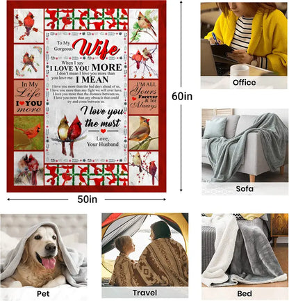 LoveWrap – Flannel Blanket for Wife | Bird Motif Design | Mother's Day Gift of Warmth & Devotion