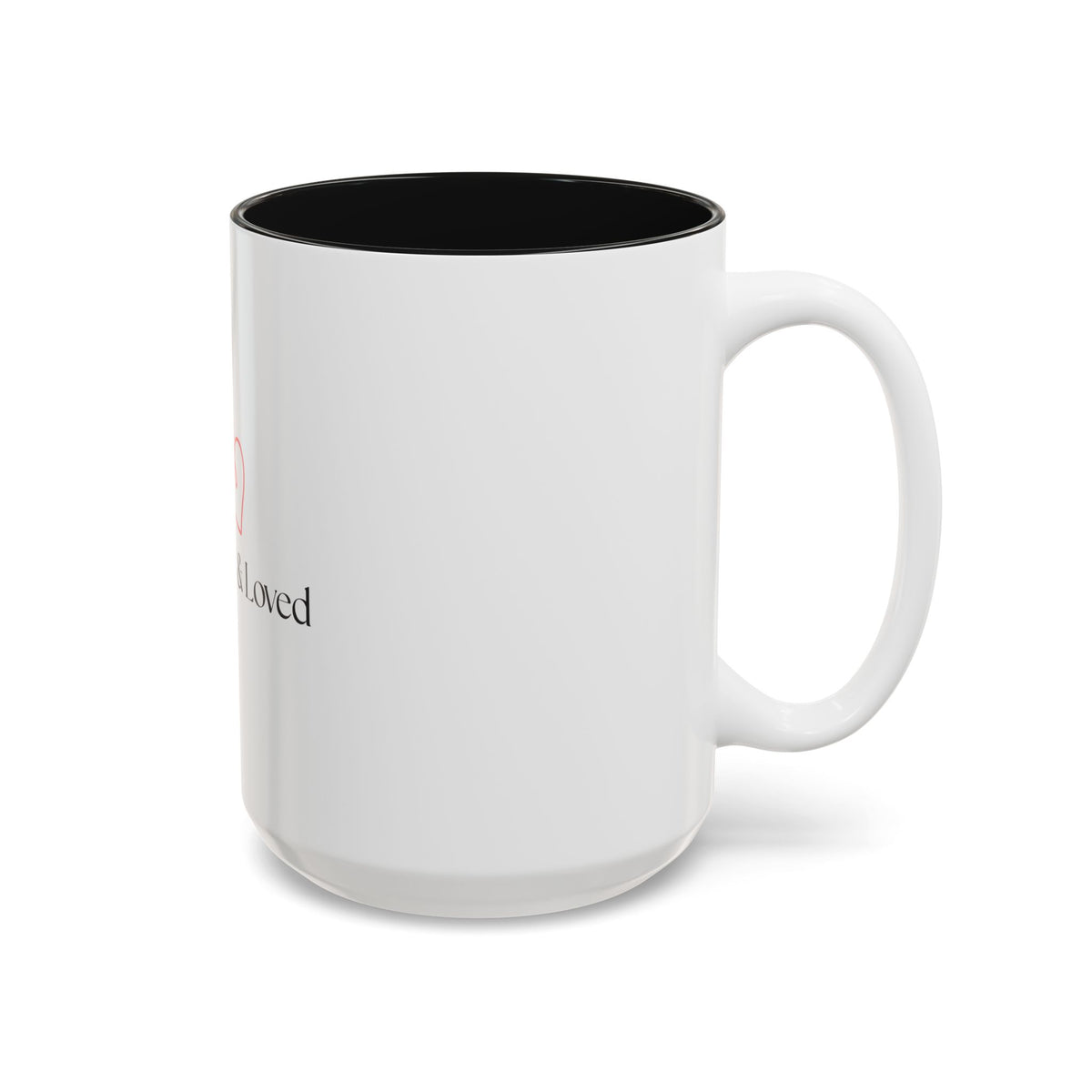 Named & Loved Heart Accent Mug - Two-Tone Coffee Mug 11oz & 15oz, Pink, Red, Maroon, Black
