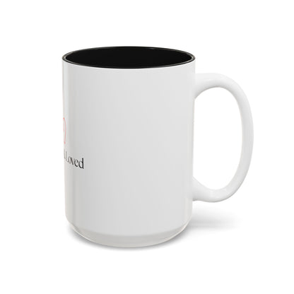 Named & Loved Heart Accent Mug - Two-Tone Coffee Mug 11oz & 15oz, Pink, Red, Maroon, Black
