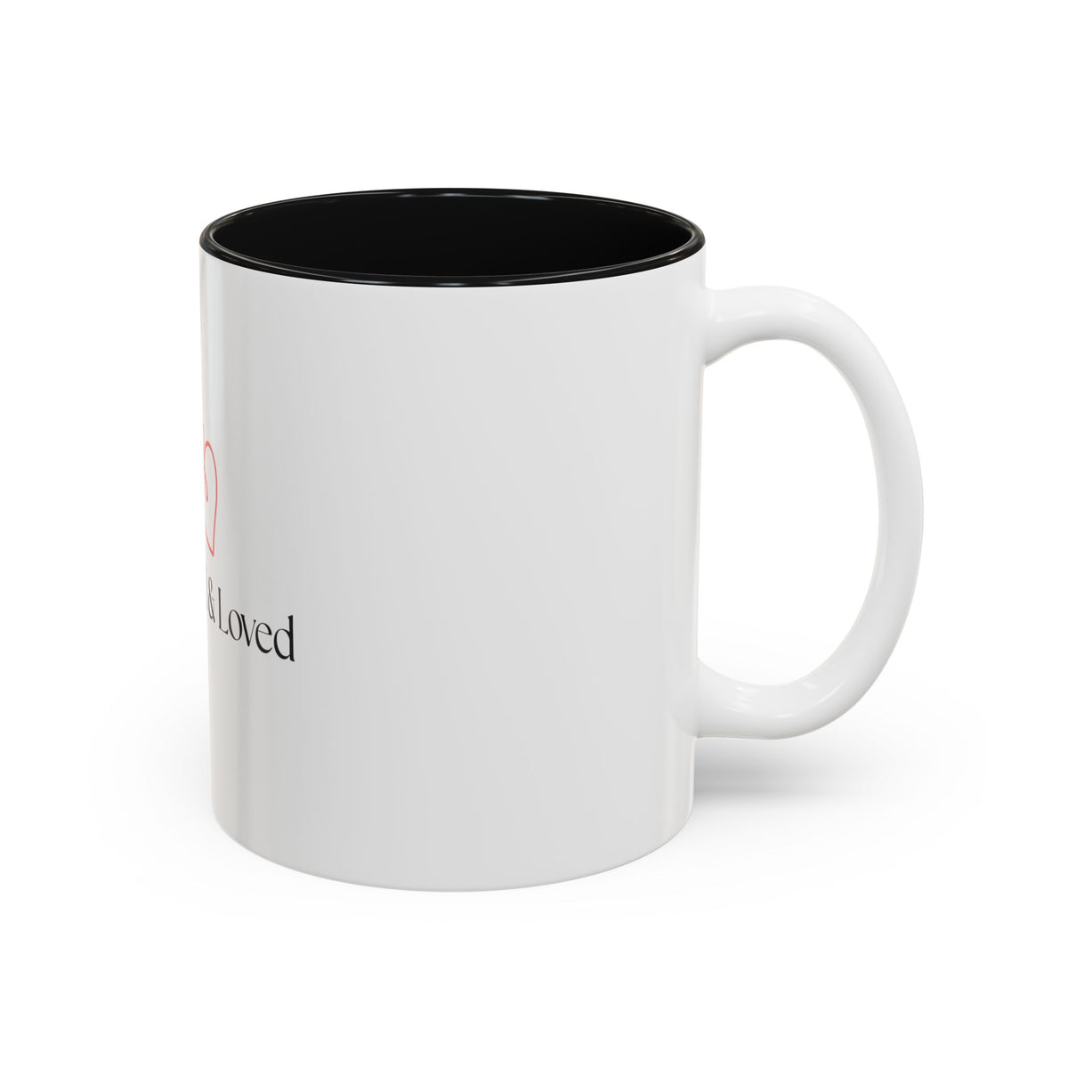 Named & Loved Heart Accent Mug - Two-Tone Coffee Mug 11oz & 15oz, Pink, Red, Maroon, Black