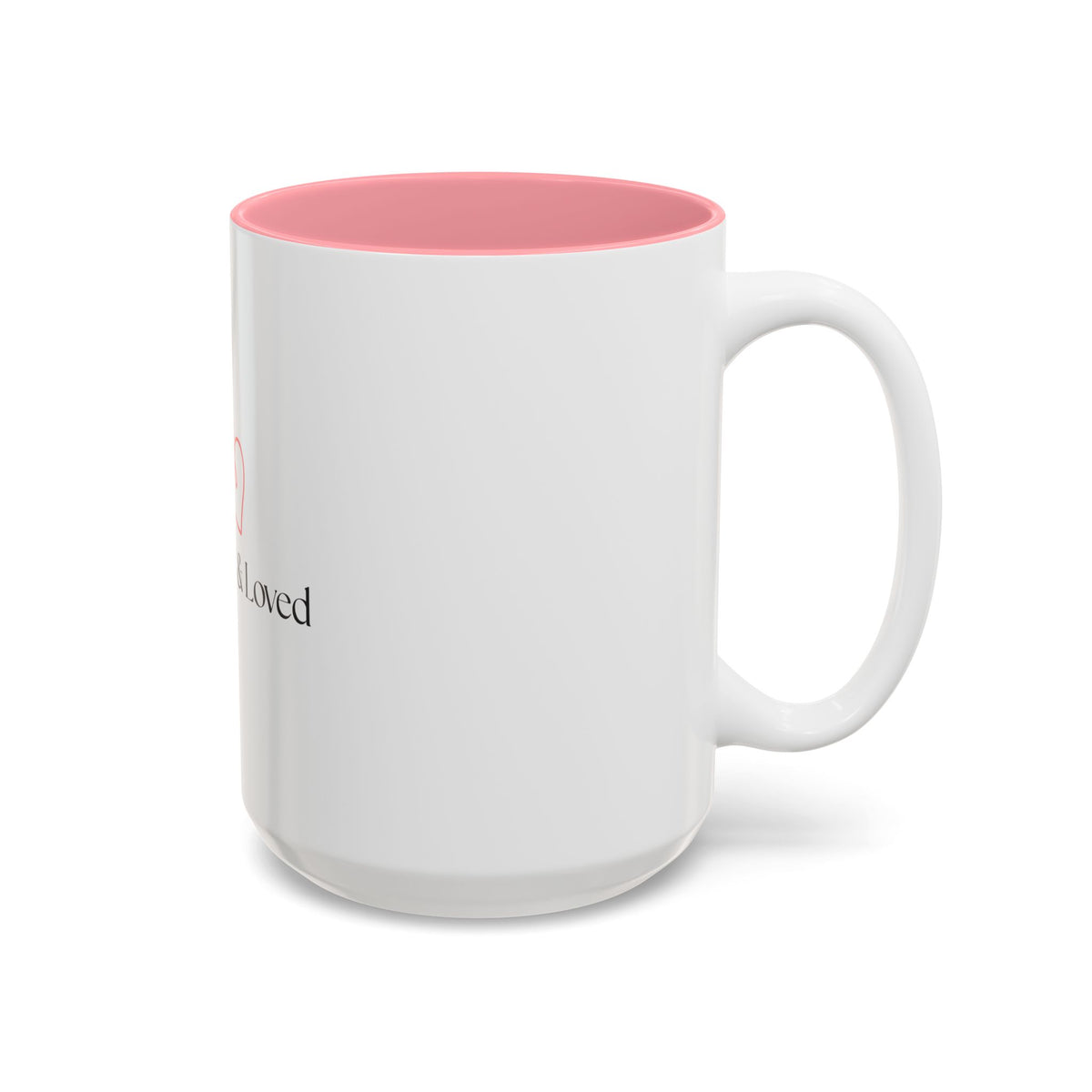 Named & Loved Heart Accent Mug - Two-Tone Coffee Mug 11oz & 15oz, Pink, Red, Maroon, Black