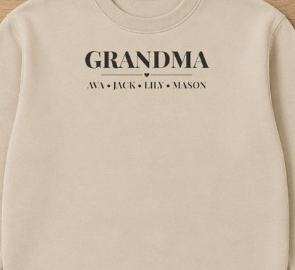 Personalized Grandma sweatshirt with grandkids' names, view 2