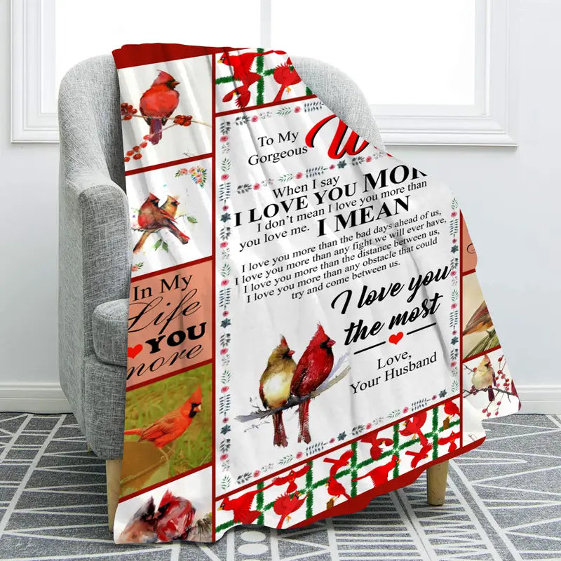 LoveWrap – Flannel Blanket for Wife | Bird Motif Design | Mother's Day Gift of Warmth & Devotion