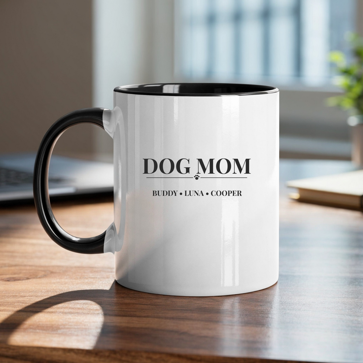 Dog Mom Mug with Dog Names - Personalized Coffee Mug Gift for Dog Lovers