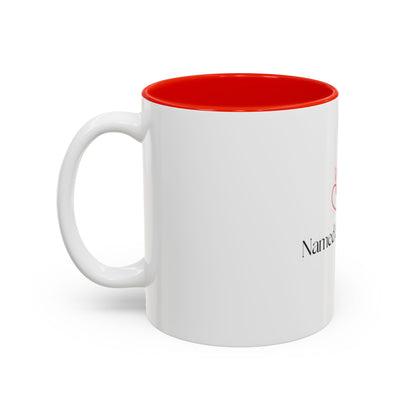 Named & Loved Heart Accent Mug - Two-Tone Coffee Mug 11oz & 15oz, Pink, Red, Maroon, Black