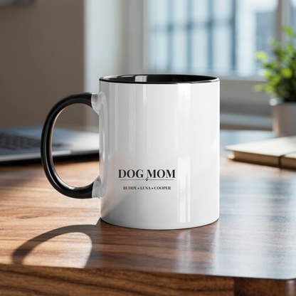 Dog Mom Mug with Dog Names - Personalized Coffee Mug Gift for Dog Lovers