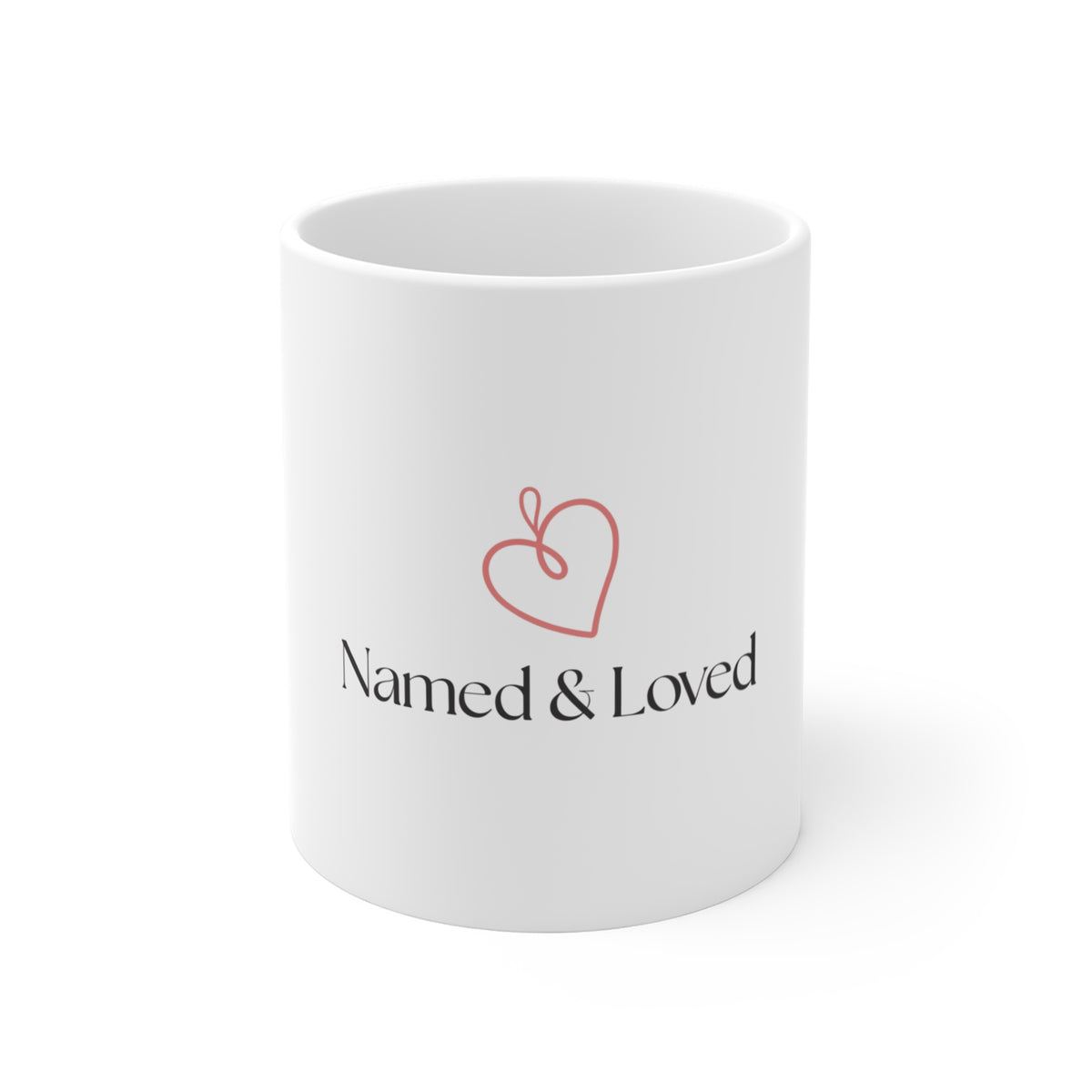 Named & Loved Heart Coffee Mug 11oz - White Ceramic Gift Mug