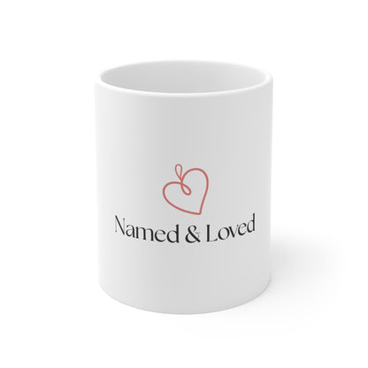 Named & Loved Heart Coffee Mug 11oz - White Ceramic Gift Mug