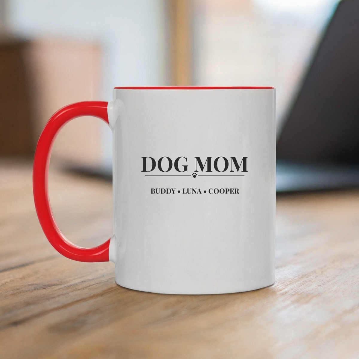 Dog Mom Mug with Dog Names - Personalized Coffee Mug Gift for Dog Lovers