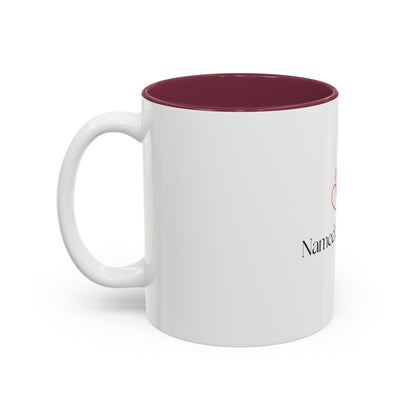 Named & Loved Heart Accent Mug - Two-Tone Coffee Mug 11oz & 15oz, Pink, Red, Maroon, Black