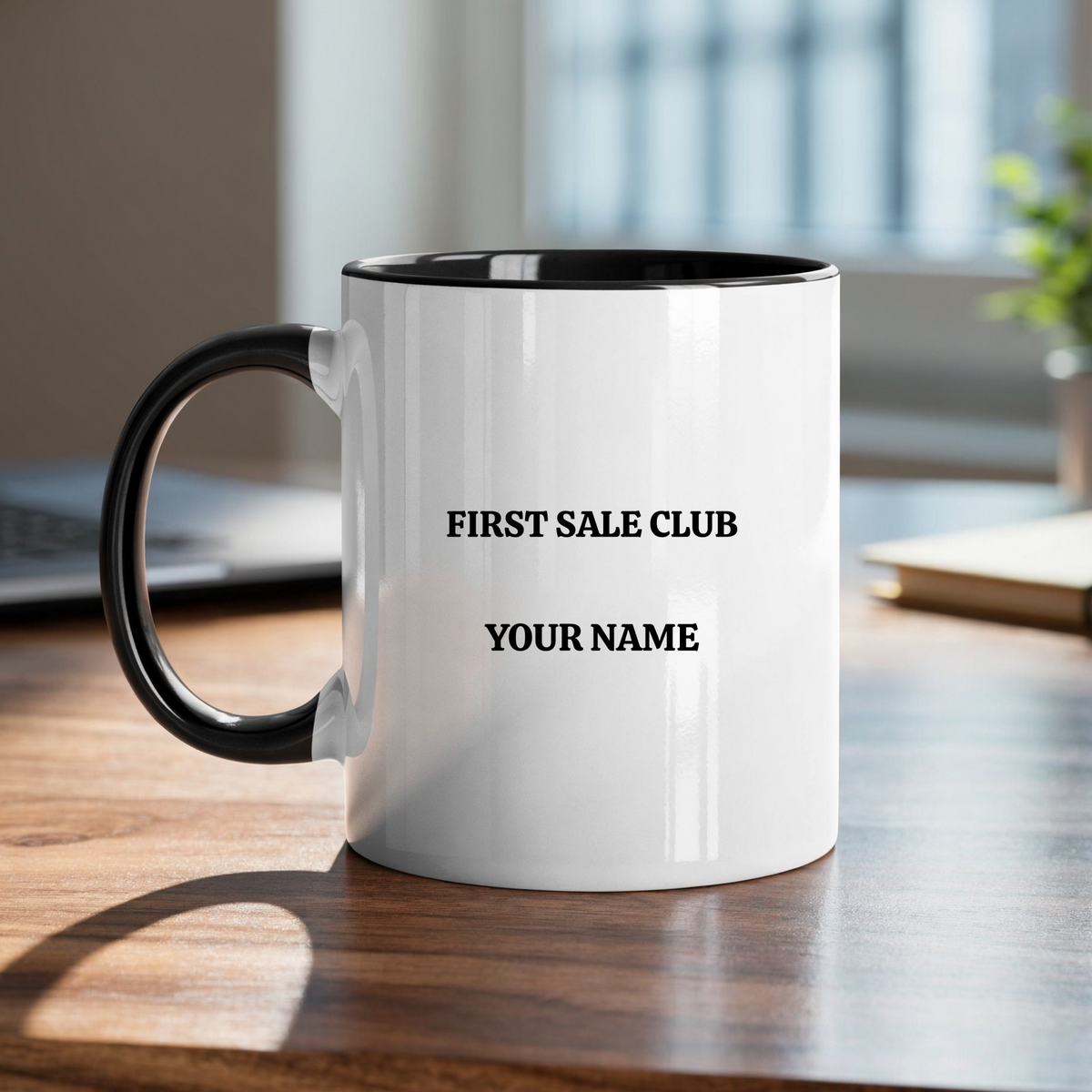 Personalized First Sale Club mug with custom name