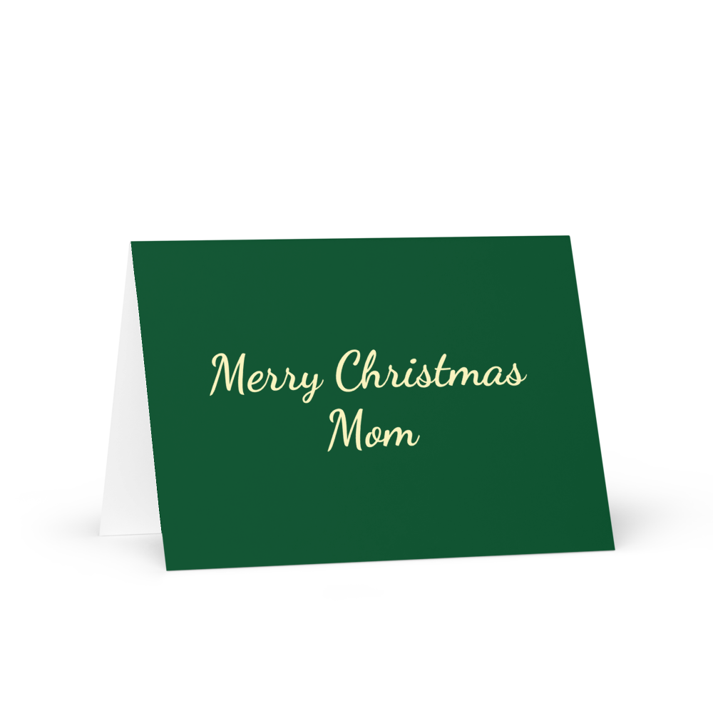 Merry Christmas Mom 5x7 card shown with envelope