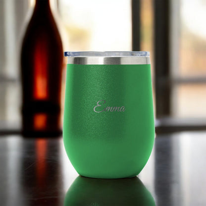 Personalized Wine Tumbler with Name, Custom Etched 12oz Stainless Wine Tumbler, Bridesmaid Gift, Gift for Her, Best Friend, Christmas