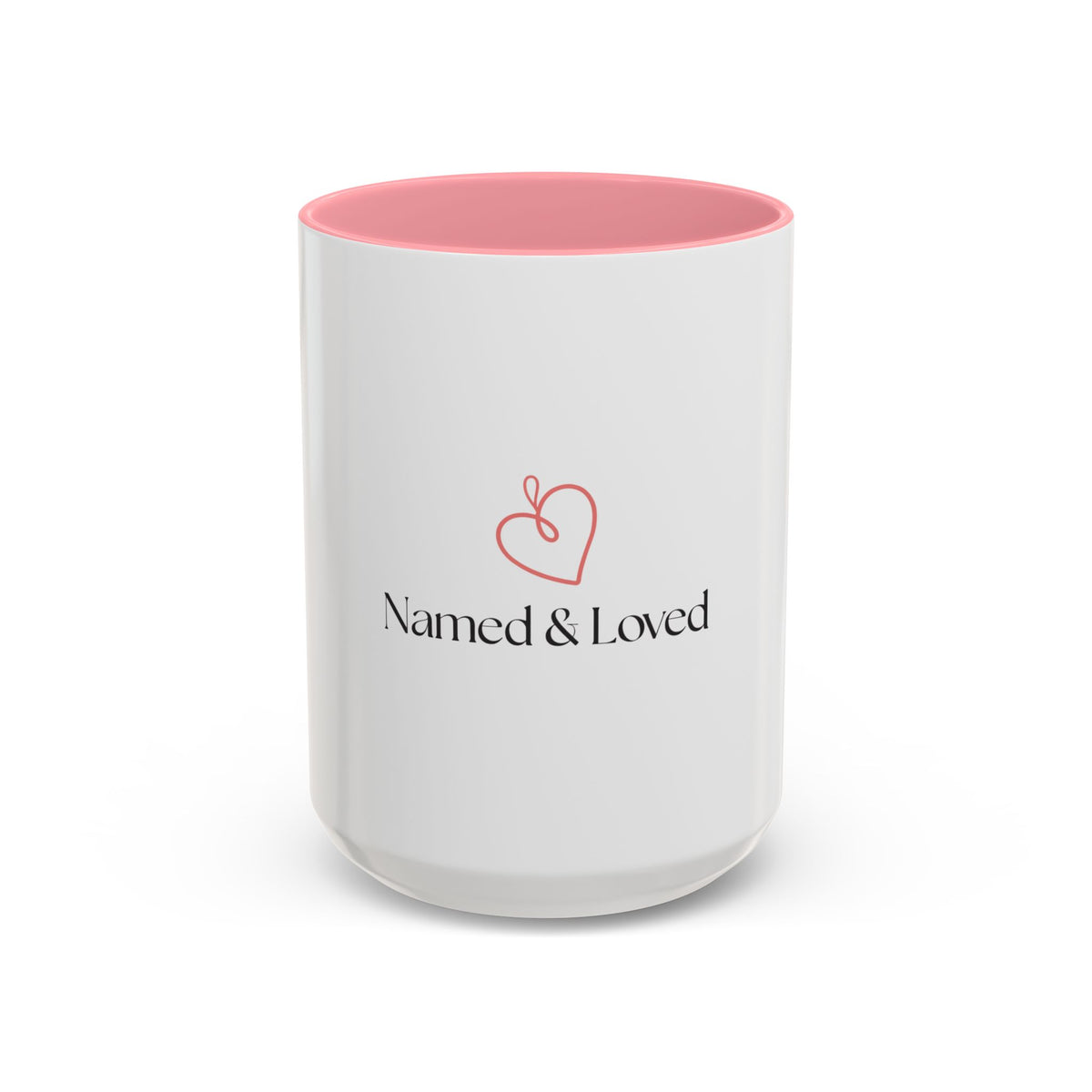 Named & Loved Heart Accent Mug - Two-Tone Coffee Mug 11oz & 15oz, Pink, Red, Maroon, Black