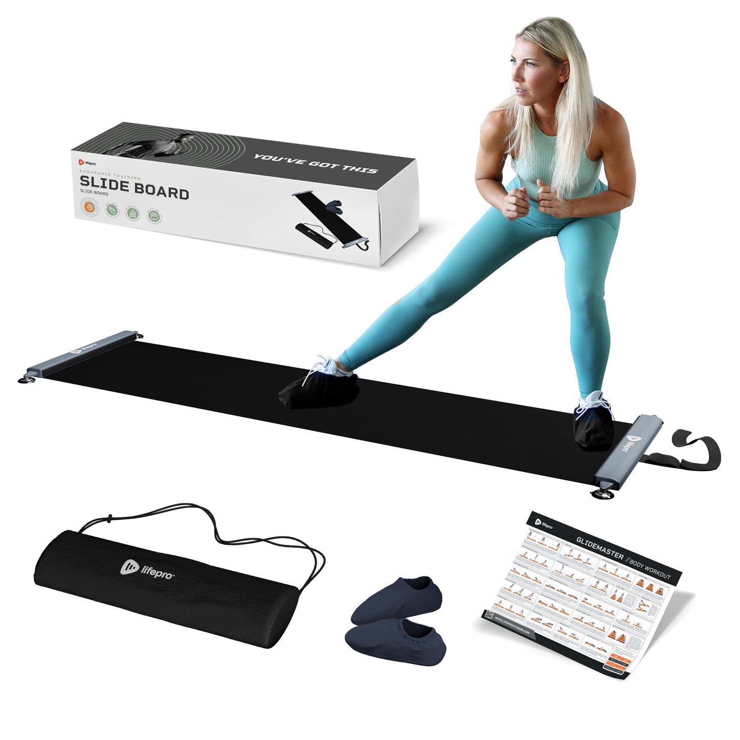 GlideMaster Slide Board — Lateral Training & Core Workout with Booties