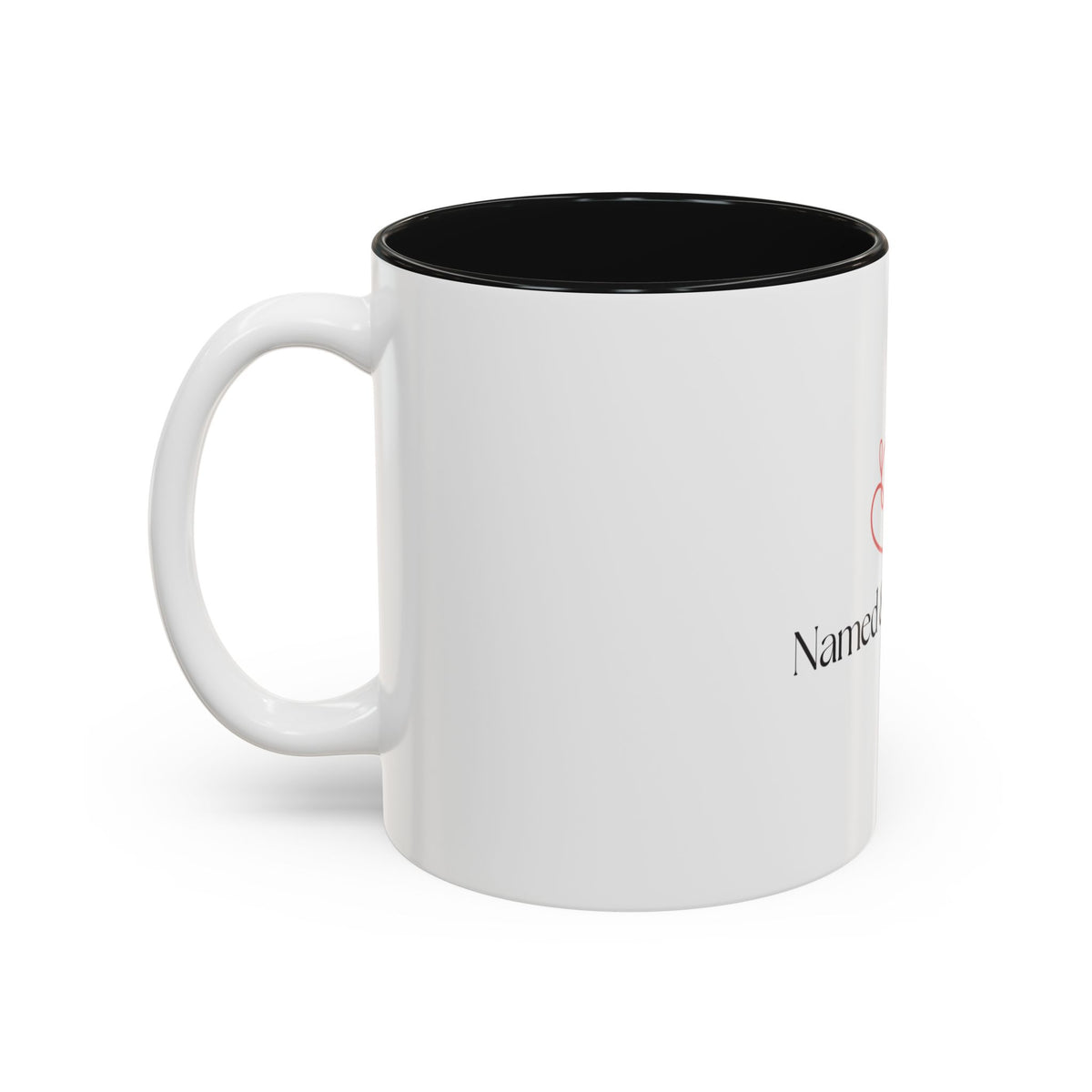 Named & Loved Heart Accent Mug - Two-Tone Coffee Mug 11oz & 15oz, Pink, Red, Maroon, Black