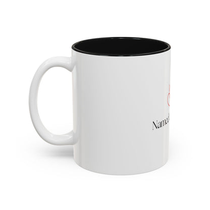 Named & Loved Heart Accent Mug - Two-Tone Coffee Mug 11oz & 15oz, Pink, Red, Maroon, Black