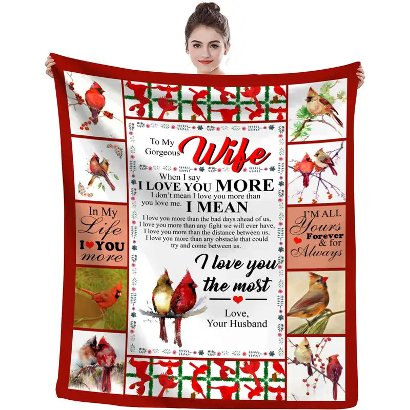 LoveWrap – Flannel Blanket for Wife | Bird Motif Design | Mother's Day Gift of Warmth & Devotion