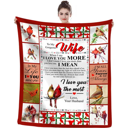 LoveWrap – Flannel Blanket for Wife | Bird Motif Design | Mother's Day Gift of Warmth & Devotion