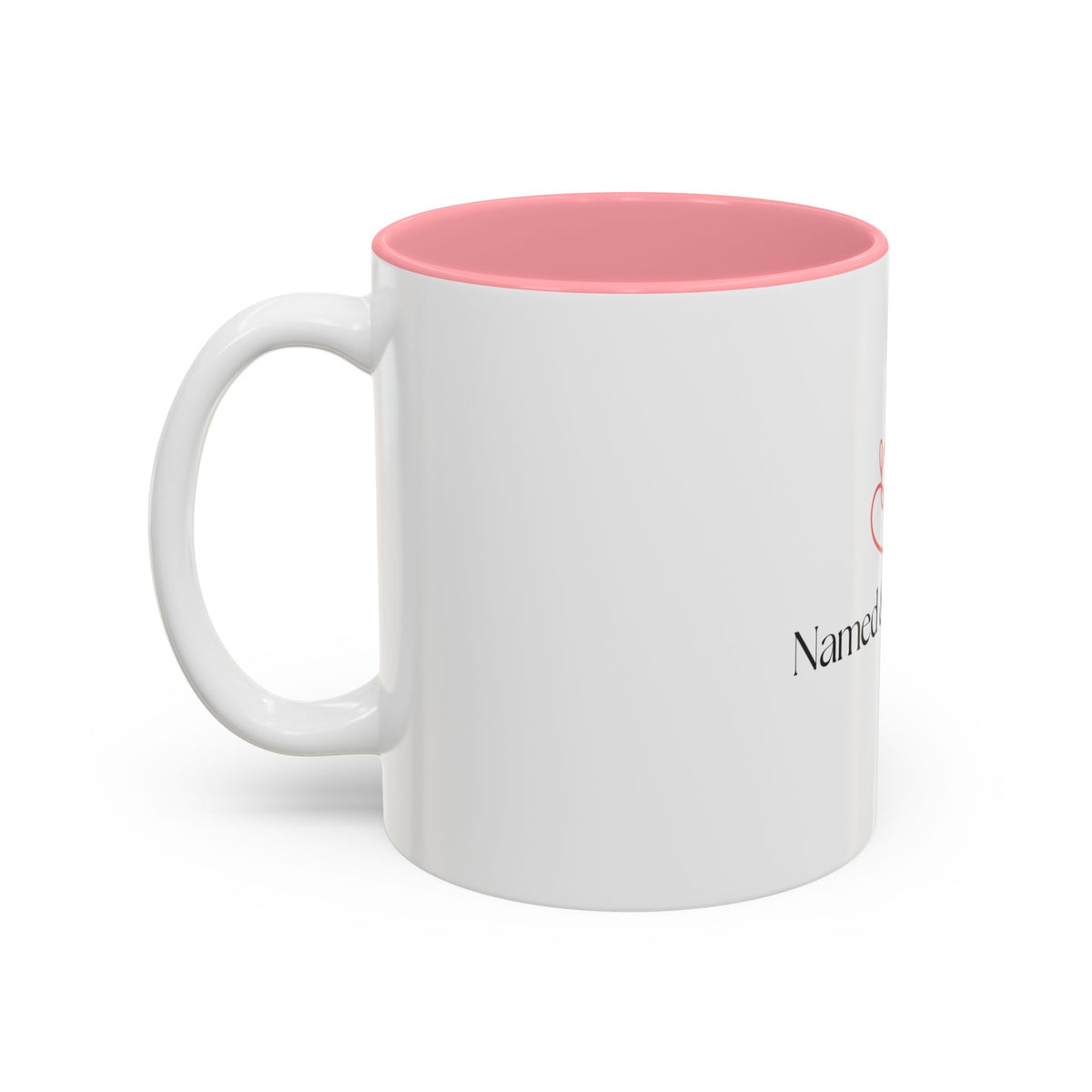 Named & Loved Heart Accent Mug - Two-Tone Coffee Mug 11oz & 15oz, Pink, Red, Maroon, Black