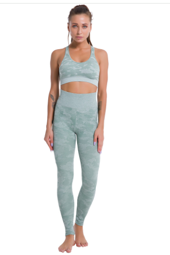 Seamless Camouflage Two-Piece Set | High-Elasticity Yoga & Fitness Outfit