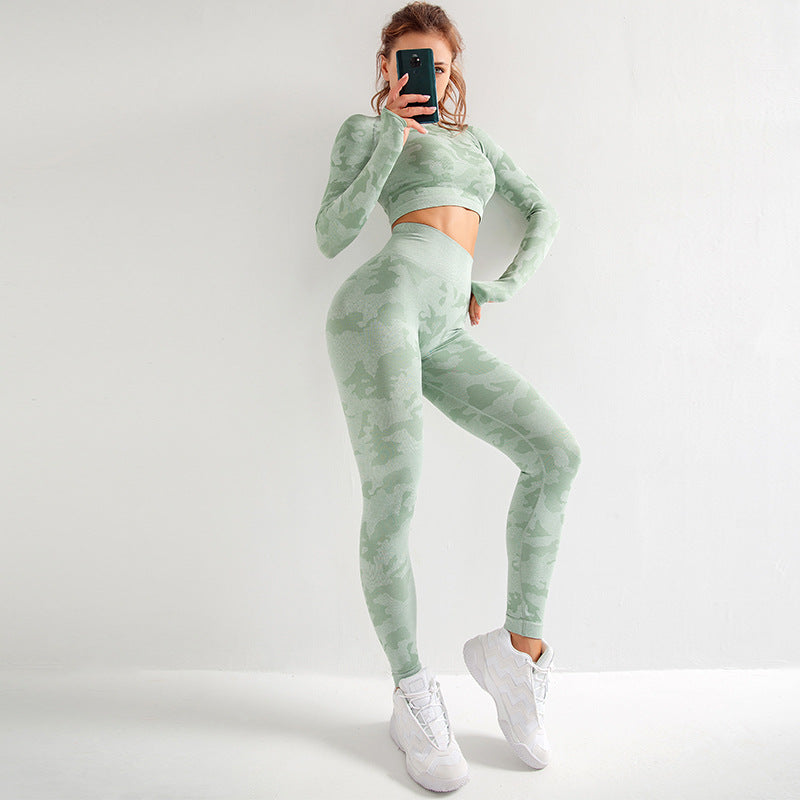 Seamless Camouflage Two-Piece Set | High-Elasticity Yoga & Fitness Outfit