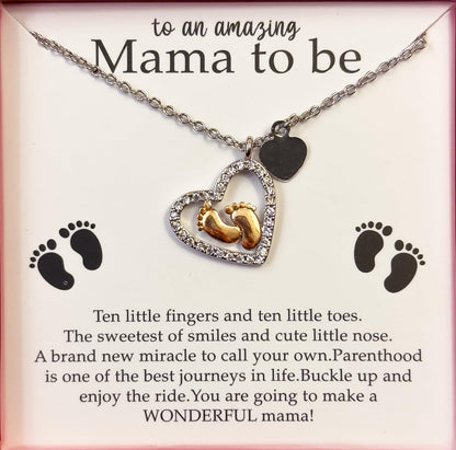 Baby Feet Heart Necklace — New Mom & Baby Shower Gift