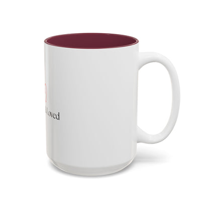 Named & Loved Heart Accent Mug - Two-Tone Coffee Mug 11oz & 15oz, Pink, Red, Maroon, Black