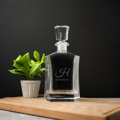 Personalized Whiskey Decanter, Custom Monogram Etched 24oz Glass Decanter, Groomsman Gift, Gift for Dad, Him, Husband, Christmas
