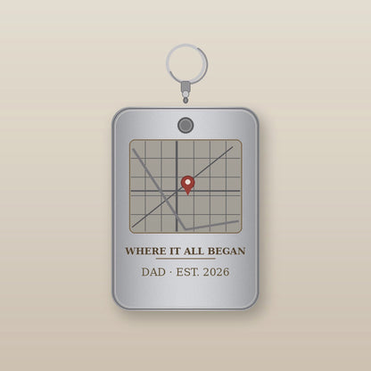 Map keychain for Dad - warm view