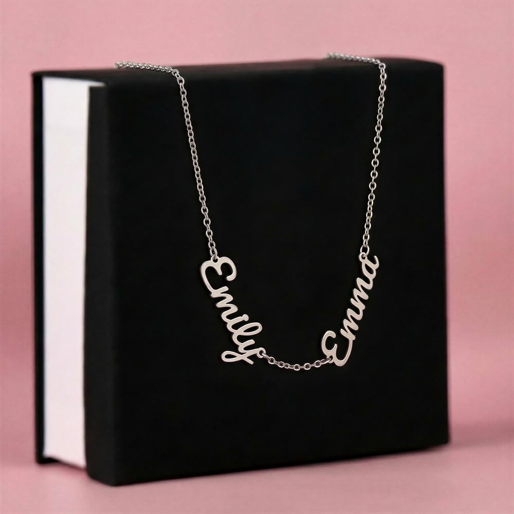 Personalized Name Necklace | Custom Script Charm in Stainless Steel or 18K Gold Finish
