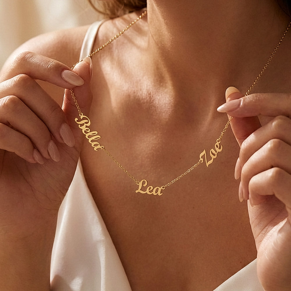 Personalized Name Necklace | Custom Script Charm in Stainless Steel or 18K Gold Finish