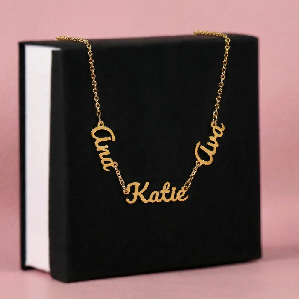 Personalized Name Necklace | Custom Script Charm in Stainless Steel or 18K Gold Finish
