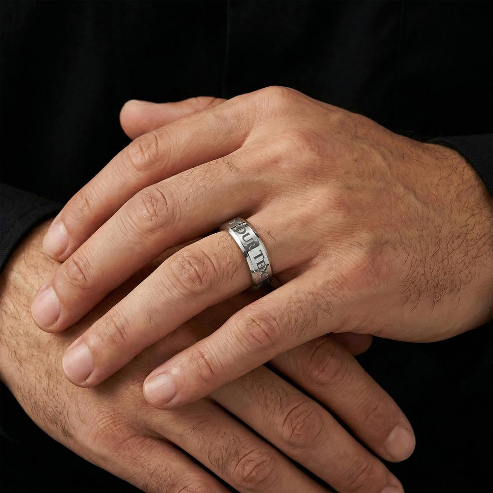 The Engraved Men's Ring lets you add a personal touch with a custom message engraved right