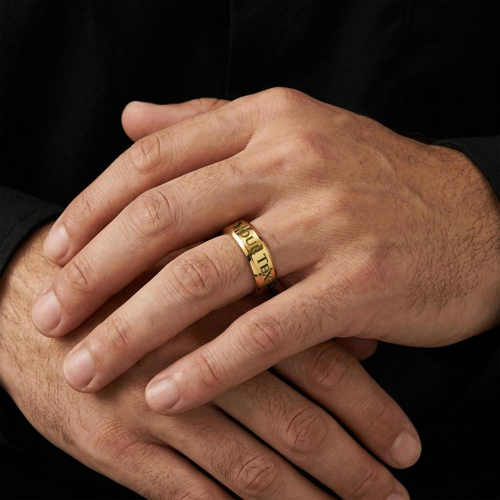 The Engraved Men's Ring lets you add a personal touch with a custom message engraved right