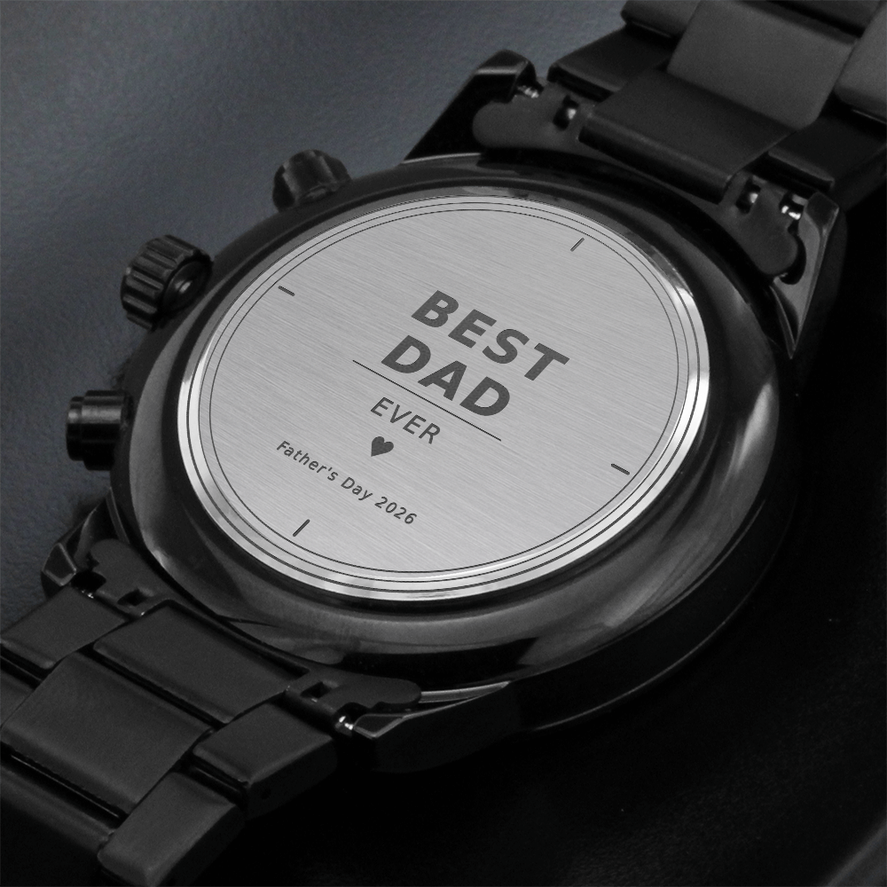 Dad's Personalized Engraved Black Chronograph Watch - Father's Day Gift
