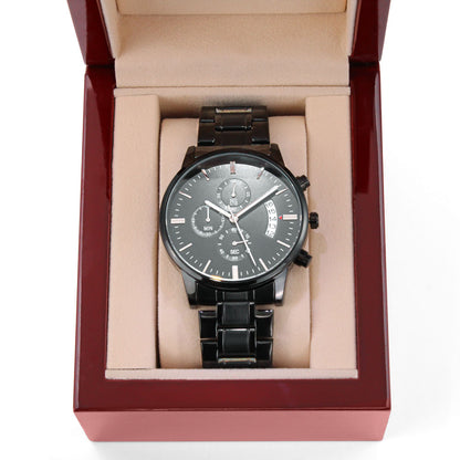 Dad's Personalized Engraved Black Chronograph Watch - Father's Day Gift