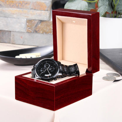 Dad's Personalized Engraved Black Chronograph Watch - Father's Day Gift