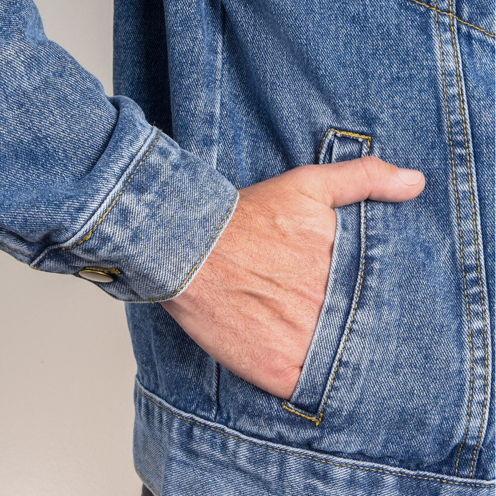Our custom-designed Men's DTG Denim Jacket is the perfect way to elevate your classic look without compromising on comfort.