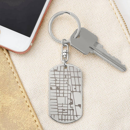 Celebrate life's most special locations with this stunning Engraved Dog Tag Map Keychain